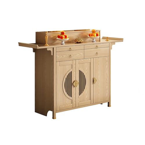 BAYTEWJX Buddha-Altarregal,Buddhistische Nische,Lucky Fortune Buddha-Altarschrank,für Wohnzimmer Büros und Tempel.(Wood Color,148x48x118.5cm) von BAYTEWJX