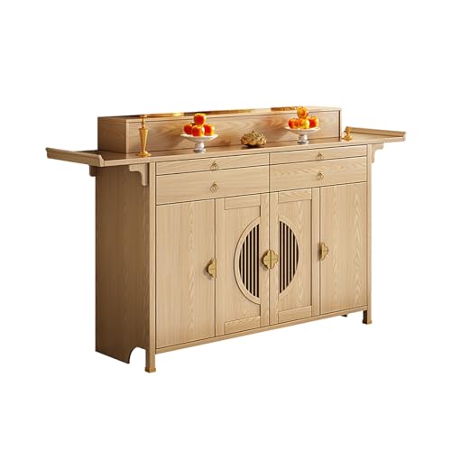 BAYTEWJX Buddha-Altarregal,Buddhistische Nische,Lucky Fortune Buddha-Altarschrank,für Wohnzimmer Büros und Tempel.(Wood Color,188x48x118.5cm) von BAYTEWJX