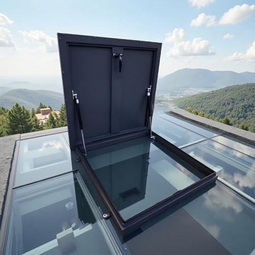 BAYTEWJX Dachluke aus Verzinktem Stahl Quadratische Dachlüftungsabdeckung Dach Großes Dachausstiegsfenster für Gewächshäuser Dächer.(ID100x100cm) von BAYTEWJX