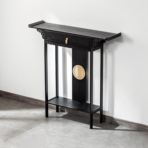 BAYTEWJX Desktop Buddha Regal Statuenständer Bambus Altar-Ausstellungsregal Opfertisch mit Schubladen für Wohnzimmer Innenbereiche.(100x25x100cm) von BAYTEWJX