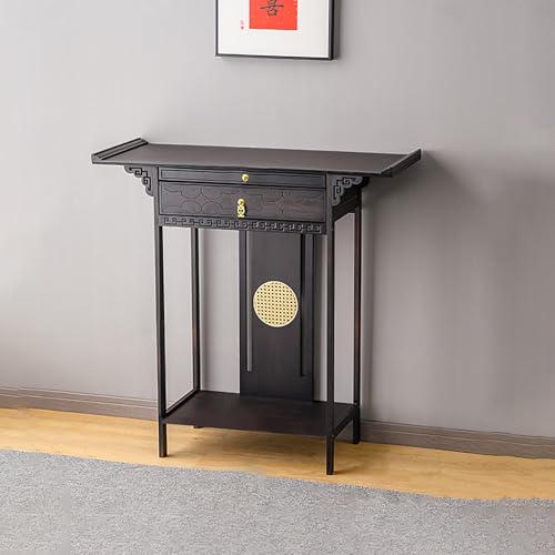 BAYTEWJX Desktop Buddha Regal Statuenständer Bambus Altar-Ausstellungsregal Opfertisch mit Schubladen für Wohnzimmer Innenbereiche.(100x40x100cm) von BAYTEWJX