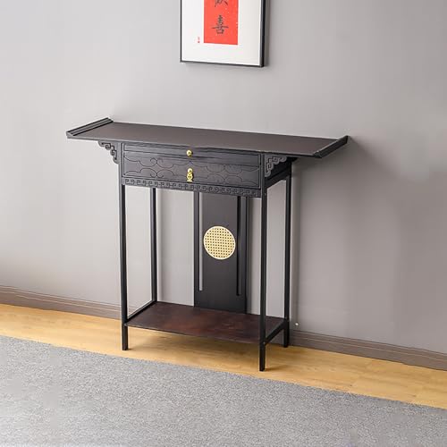 BAYTEWJX Desktop Buddha Regal Statuenständer Bambus Altar-Ausstellungsregal Opfertisch mit Schubladen für Wohnzimmer Innenbereiche.(120x40x100cm) von BAYTEWJX