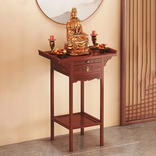 BAYTEWJX Desktop Buddha Regal Statuenständer Persönlicher Schrein Altartisch Hölzernes Altar-Ausstellungsregal mit Schubladen für Tempel.(50x33x100cm) von BAYTEWJX