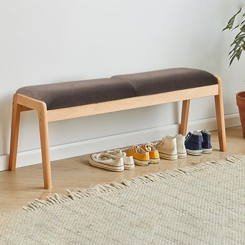 BAYTEWJX Esstischbank Modern Moderner Gepolsterter Eingangshocker Massivholzbeinen Küchenbank für Küche Wohnzimmer Flur und Schlafzimmer.(Brown,112x39x43cm) von BAYTEWJX