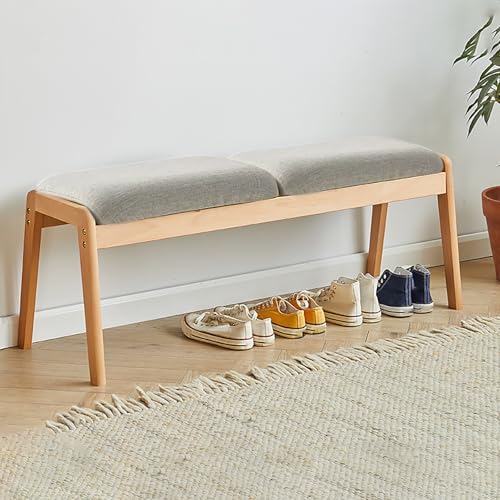 BAYTEWJX Esstischbank Modern Moderner Gepolsterter Eingangshocker Massivholzbeinen Küchenbank für Küche Wohnzimmer Flur und Schlafzimmer.(Gray,79x39x43cm) von BAYTEWJX