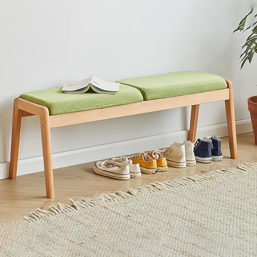 BAYTEWJX Esstischbank Modern Moderner Gepolsterter Eingangshocker Massivholzbeinen Küchenbank für Küche Wohnzimmer Flur und Schlafzimmer.(Green,79x39x43cm) von BAYTEWJX