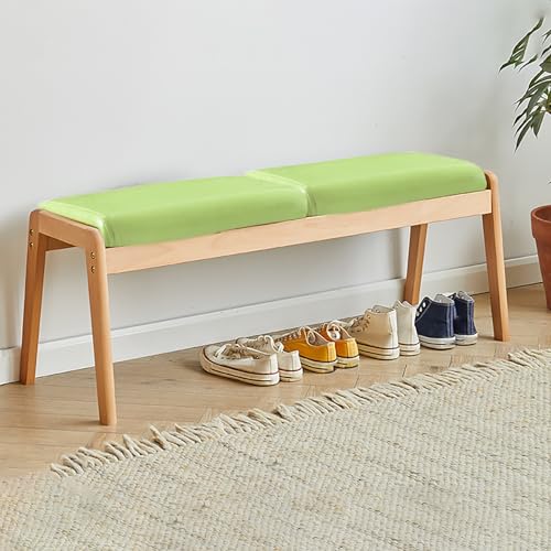 BAYTEWJX Esstischbank Modern Moderner Gepolsterter Eingangshocker Massivholzbeinen Küchenbank für Küche Wohnzimmer Flur und Schlafzimmer.(Light Green,112x39x43cm) von BAYTEWJX