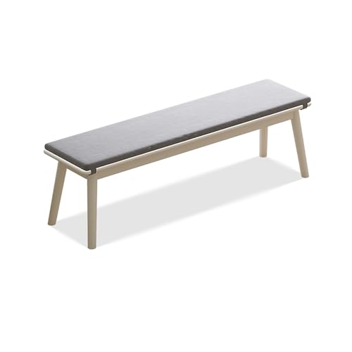BAYTEWJX Esszimmerbank Hocker Holzhocker für den Innenbereich Gepolstert Eingangshocker aus Holz für Wohnzimmer Flur Schlafzimmer.(Wit,140x33.1x43cm) von BAYTEWJX