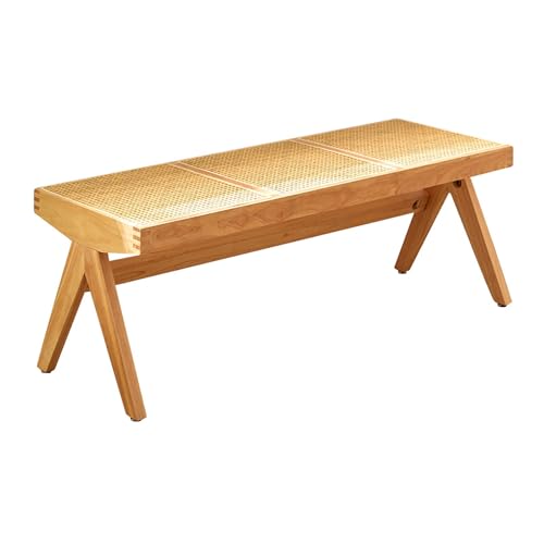 BAYTEWJX Esszimmerbank Sitzbank Eingangsbank aus Rattanholz Holzhocker für den Innenbereich Living Room Hallway.(Original Wood,128x45x46cm) von BAYTEWJX