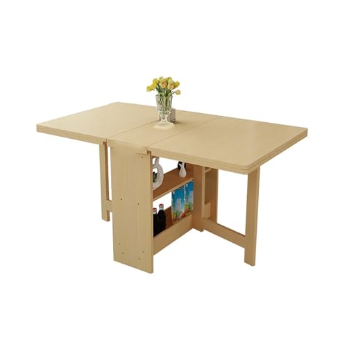 BAYTEWJX Klappbarer Küchentisch Holzklapptisch Vielseitiger Tisch Ohne Rollen für Wohnzimmer Wohnungen Kleine Räume.(Wood,140x70x75cm) von BAYTEWJX