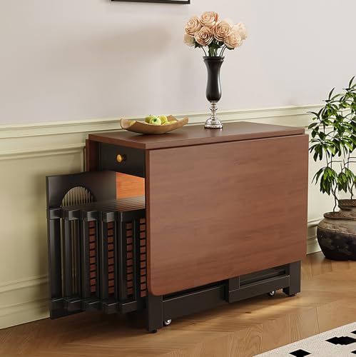 BAYTEWJX Klapptisch Vielseitiger Tisch,Zusammenklappbarer Esstisch,mit RäDern,für Küche Wohnzimmer Restaurant Büro.(120x80x74cm) von BAYTEWJX