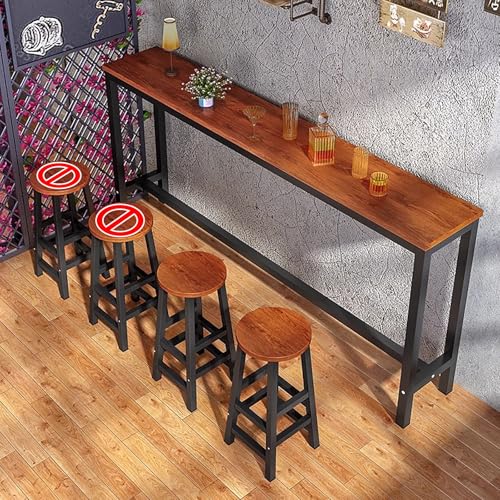Langer Esstisch Küchentisch,Bartisch-und Stuhlset,Moderner Rechteckiger Bartisch,für Wohnzimmer,Restaurant,Café.(Walnut,100x30x100cm) von BAYTEWJX