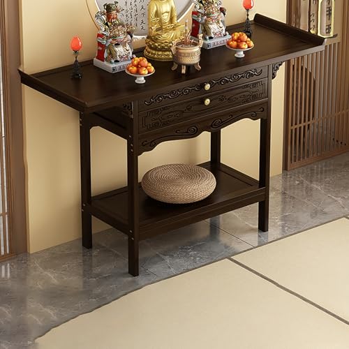 BAYTEWJX Lucky Fortune Buddha-Altarschrank,Buddha-Altar-Regal,Buddhistische Altar-Buddha-Nischen,für Meditation Heimbüro Wohnzimmer.(120x33x100cm) von BAYTEWJX