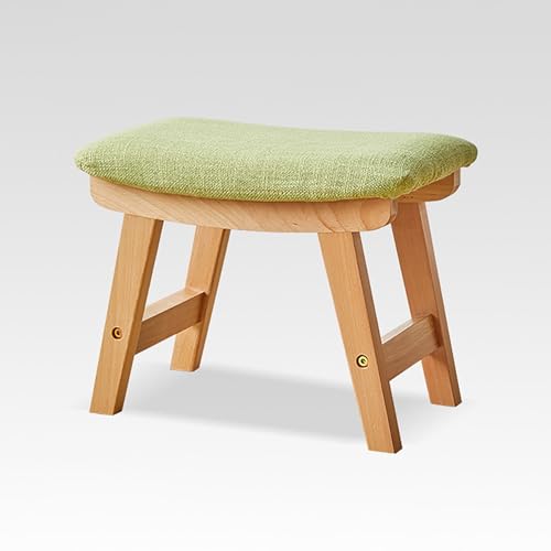 BAYTEWJX Moderner Eingangshocker Küchenhocker aus Massivholz Gepolsterter Holzhocker für den Innenbereich für Wohnzimme Eingang Flur.(Wood Green,48x30x40cm) von BAYTEWJX