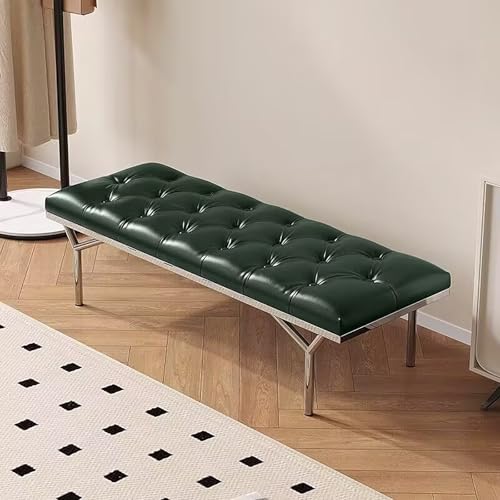 BAYTEWJX Moderner Gepolsterter Eingangshocker,Sitzbank 2-Sitzer Essbank,Bank am Fußende des Bettes mit Metallbeinen,für Flur Schlafzimmer.(Green,80x38x40cm) von BAYTEWJX