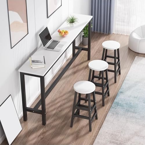 BAYTEWJX Modernes Stehtisch-Set aus Holz Küchenbar-Couchtisch Schmaler Bistrotisch mit Fußhocker für Wohnzimmer Esszimmer Bar.(Wit,180x40x100cm) von BAYTEWJX