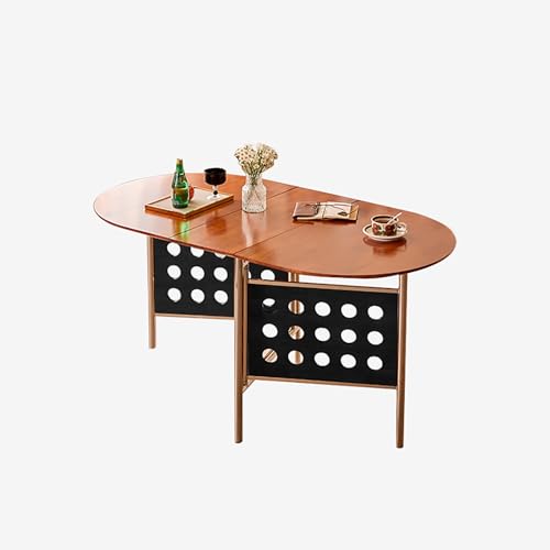 BAYTEWJX Platzsparender Esstisch,Zusammenklappbarer Tisch,Klappbarer Küchentisch Vielseitiger Tisch,für Wohnzimmer Restaurant.(Walnut+Black) von BAYTEWJX