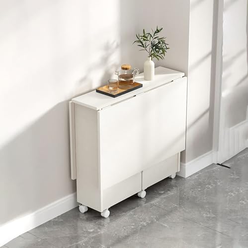 BAYTEWJX Platzsparender Klappbarer Esstisch Vielseitiger Tisch Holzklapptisch mit 6 Rädern für Küche Büro Esszimmer Wohnzimmer.(140x80x75cm) von BAYTEWJX
