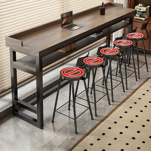 BAYTEWJX Rechteckiger Stehtisch,Schmaler Beistelltisch,Langer Esstisch Küchentisch,für Wohnzimmer Restaurant Café.(Gray-Brown,160x40x104.1cm) von BAYTEWJX