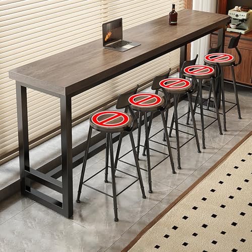 BAYTEWJX Rechteckiger Stehtisch,Schmaler Beistelltisch,Langer Esstisch Küchentisch,für Wohnzimmer Restaurant Café.(Gray-Brown,160x40x104cm) von BAYTEWJX
