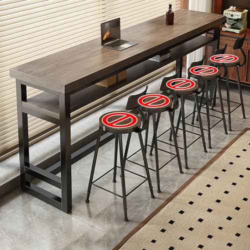 BAYTEWJX Rechteckiger Stehtisch,Schmaler Beistelltisch,Langer Esstisch Küchentisch,für Wohnzimmer Restaurant Café.(Gray-Brown,220x40.1x104cm) von BAYTEWJX