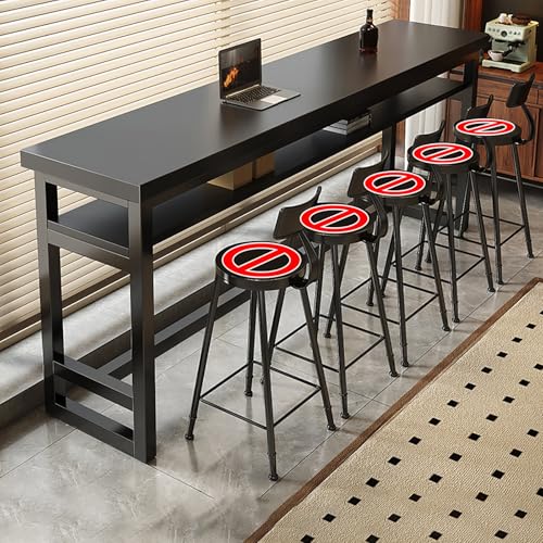 BAYTEWJX Rechteckiger Stehtisch,Schmaler Beistelltisch,Langer Esstisch Küchentisch,für Wohnzimmer Restaurant Café.(Nero,200x30.1x104cm) von BAYTEWJX