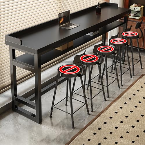 BAYTEWJX Rechteckiger Stehtisch,Schmaler Beistelltisch,Langer Esstisch Küchentisch,für Wohnzimmer Restaurant Café.(Nero,220x40x104.1cm) von BAYTEWJX