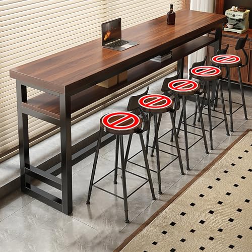BAYTEWJX Rechteckiger Stehtisch,Schmaler Beistelltisch,Langer Esstisch Küchentisch,für Wohnzimmer Restaurant Café.(Walnut,160x30.1x104cm) von BAYTEWJX