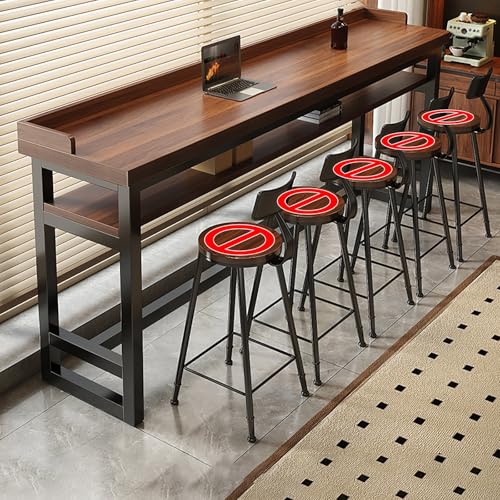 BAYTEWJX Rechteckiger Stehtisch,Schmaler Beistelltisch,Langer Esstisch Küchentisch,für Wohnzimmer Restaurant Café.(Walnut,200x30x104.1cm) von BAYTEWJX