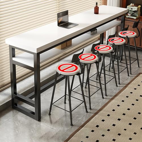 BAYTEWJX Rechteckiger Stehtisch,Schmaler Beistelltisch,Langer Esstisch Küchentisch,für Wohnzimmer Restaurant Café.(Wit,120x40.1x104cm) von BAYTEWJX