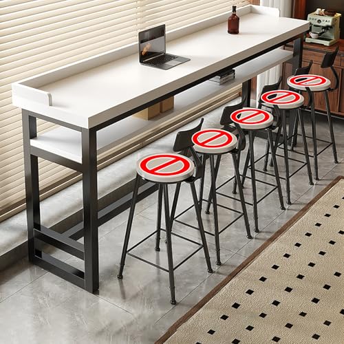 BAYTEWJX Rechteckiger Stehtisch,Schmaler Beistelltisch,Langer Esstisch Küchentisch,für Wohnzimmer Restaurant Café.(Wit,160x30x104.1cm) von BAYTEWJX