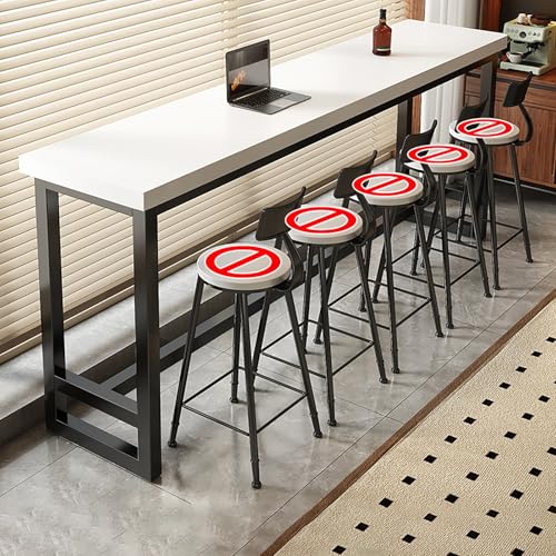 BAYTEWJX Rechteckiger Stehtisch,Schmaler Beistelltisch,Langer Esstisch Küchentisch,für Wohnzimmer Restaurant Café.(Wit,200x30x104cm) von BAYTEWJX