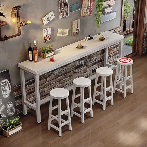 Rechteckiger Stehtisch Schmaler Beistelltisch Bartisch-und Stuhlset mit Fußhocker für Wohnzimmer Restaurant Café.(Wit,160x30x105cm) von BAYTEWJX