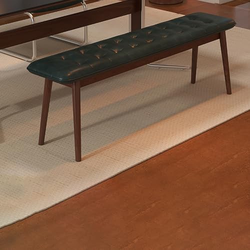 BAYTEWJX Sitzbank 2-Sitzer Holzbank,Moderner Hocker mit Gepolsterter Sitzfläche aus Kunstleder,für Schlafzimmer Flur.(Dark Green,120x28x45cm) von BAYTEWJX