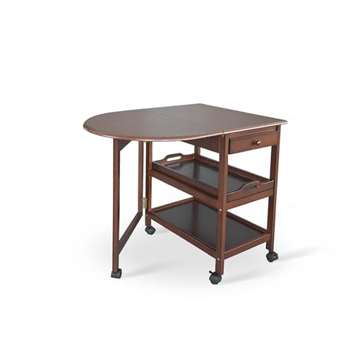 BAYTEWJX Vielseitiger Klappbarer Tisch,Multifunktionaler Ausziehtisch aus Holz,mit Rollen,für Abendessen Küche und Büro.(Walnut,80x60x70.7cm) von BAYTEWJX