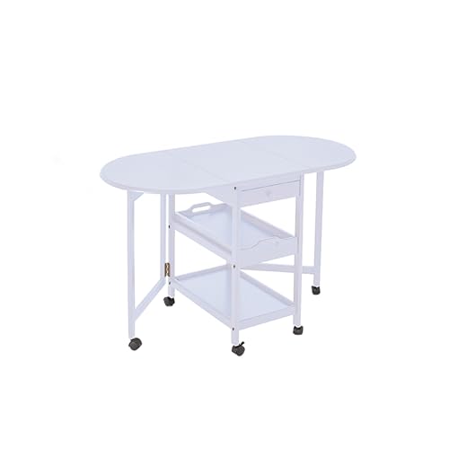 BAYTEWJX Vielseitiger Klappbarer Tisch,Multifunktionaler Ausziehtisch aus Holz,mit Rollen,für Abendessen Küche und Büro.(Wit,130x60x75cm) von BAYTEWJX