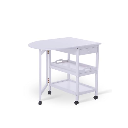 BAYTEWJX Vielseitiger Klappbarer Tisch,Multifunktionaler Ausziehtisch aus Holz,mit Rollen,für Abendessen Küche und Büro.(Wit,80x60x70.7cm) von BAYTEWJX