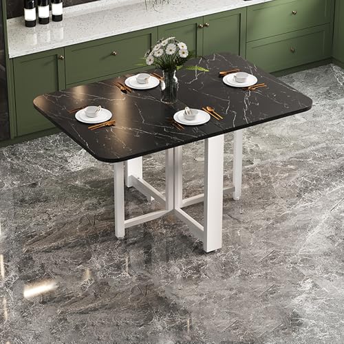 BAYTEWJX Vielseitiger Tisch,Klappbarer Küchentisch,Platzsparender Esstisch,Platzsparend,Ohne Rollen,für Wohnzimmer Restaurant.(Black+White,100x60x75cm) von BAYTEWJX