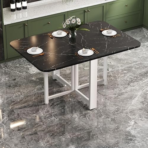 BAYTEWJX Vielseitiger Tisch,Klappbarer Küchentisch,Platzsparender Esstisch,Platzsparend,Ohne Rollen,für Wohnzimmer Restaurant.(Black+White,120x60x75cm) von BAYTEWJX