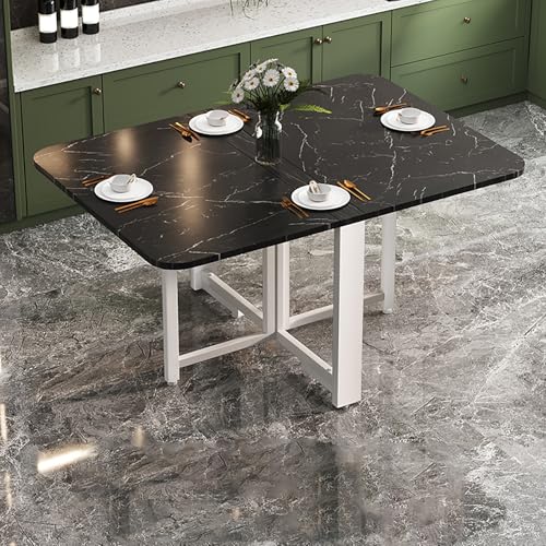 BAYTEWJX Vielseitiger Tisch,Klappbarer Küchentisch,Platzsparender Esstisch,Platzsparend,Ohne Rollen,für Wohnzimmer Restaurant.(Black+White,120x80x75cm) von BAYTEWJX