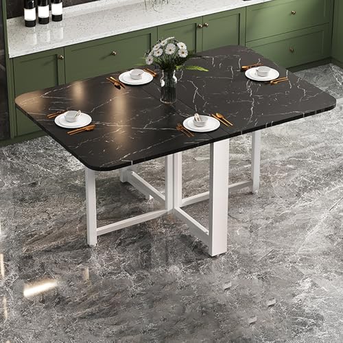 BAYTEWJX Vielseitiger Tisch,Klappbarer Küchentisch,Platzsparender Esstisch,Platzsparend,Ohne Rollen,für Wohnzimmer Restaurant.(Black+White,140x80x75cm) von BAYTEWJX