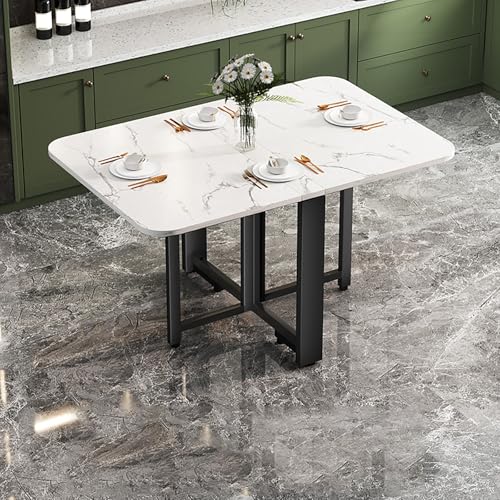 BAYTEWJX Vielseitiger Tisch,Klappbarer Küchentisch,Platzsparender Esstisch,Platzsparend,Ohne Rollen,für Wohnzimmer Restaurant.(White+Black,100x60x75cm) von BAYTEWJX