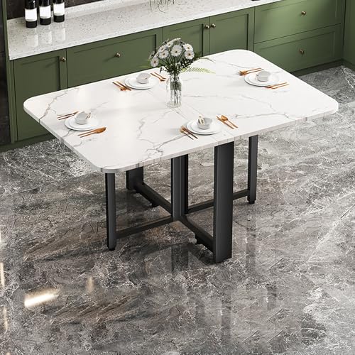 BAYTEWJX Vielseitiger Tisch,Klappbarer Küchentisch,Platzsparender Esstisch,Platzsparend,Ohne Rollen,für Wohnzimmer Restaurant.(White+Black,120x60x75cm) von BAYTEWJX