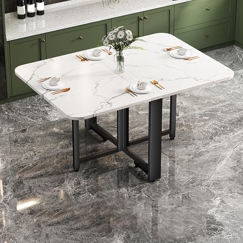 BAYTEWJX Vielseitiger Tisch,Klappbarer Küchentisch,Platzsparender Esstisch,Platzsparend,Ohne Rollen,für Wohnzimmer Restaurant.(White+Black,120x80x75cm) von BAYTEWJX