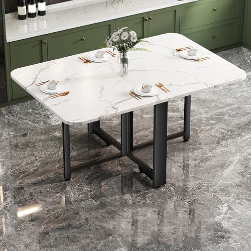 BAYTEWJX Vielseitiger Tisch,Klappbarer Küchentisch,Platzsparender Esstisch,Platzsparend,Ohne Rollen,für Wohnzimmer Restaurant.(White+Black,140x80x75cm) von BAYTEWJX