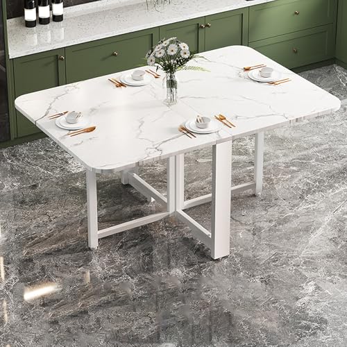 BAYTEWJX Vielseitiger Tisch,Klappbarer Küchentisch,Platzsparender Esstisch,Platzsparend,Ohne Rollen,für Wohnzimmer Restaurant.(Wit,140x80x75cm) von BAYTEWJX