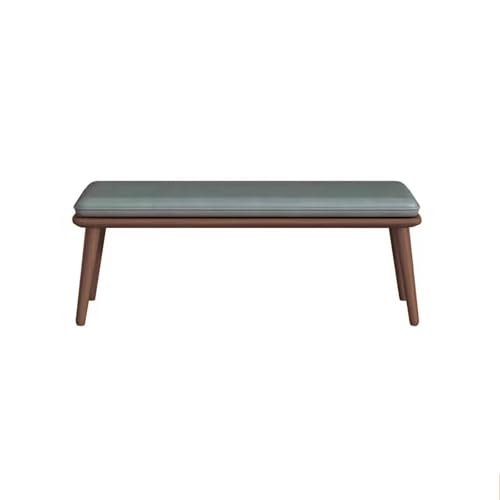 BAYTEWJX Wohnzimmerbank,Sitzbank 2-Sitzer Essbank Holzbank,Moderner gepolsterter Eingangshocker,für Küche Eingang Wohnzimmer.(Walnut Blue,100x45x38cm) von BAYTEWJX