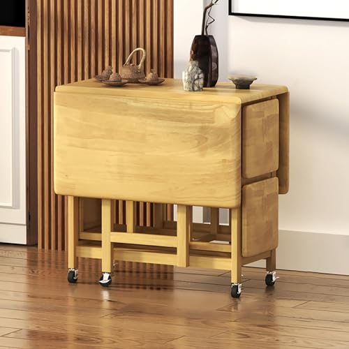 BAYTEWJX Zusammenklappbarer Esstisch,Vielseitiger Tisch,Klappbarer Küchentisch,mit Universalrollen,für Esszimmer Wohnzimmer.(Original Wood) von BAYTEWJX