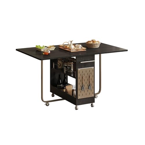 BAYTEWJX Zusammenklappbarer Esstisch,Vielseitiger Tisch,Multifunktionaler Klappbarer Holztisch,mit Universalrollen,für Wohnzimmer.(Nero,143x80x76cm) von BAYTEWJX