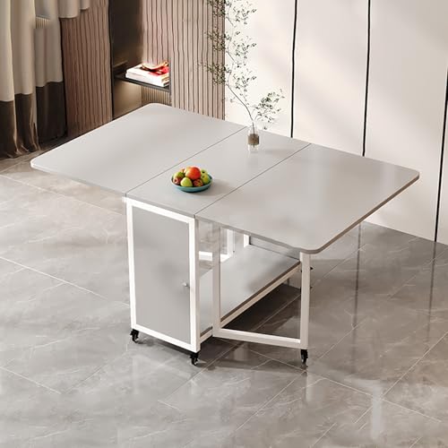 BAYTEWJX Zusammenklappbarer Vielseitiger Tisch,Holzklapptisch,Klappbarer Küchentisch,mit Rädern,für Kleine Räume Esszimmer Wohnzimmer.(Gray,160x80x77cm) von BAYTEWJX